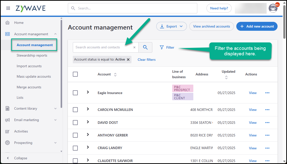Managing Accounts and Contacts: Edit, Deactivate, and Archive - Zywave ...