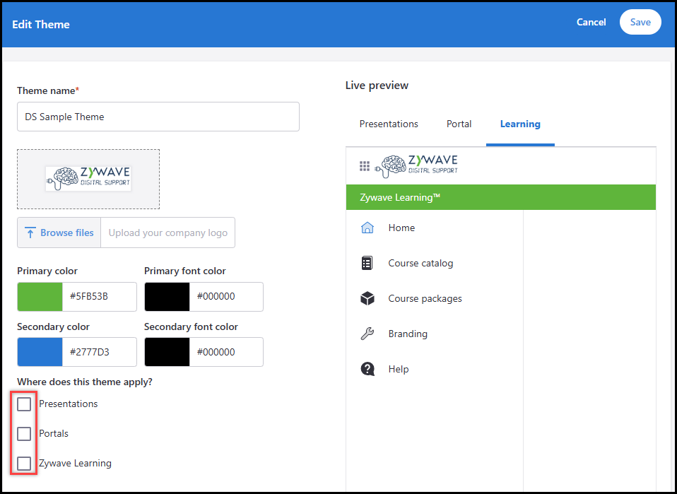 Customizing Branding in the Client Portal, LMS, and More - Zywave Platform