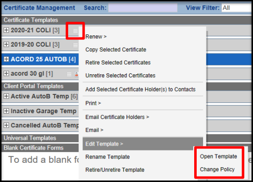How do I create a new certificate template or edit an existing one ...