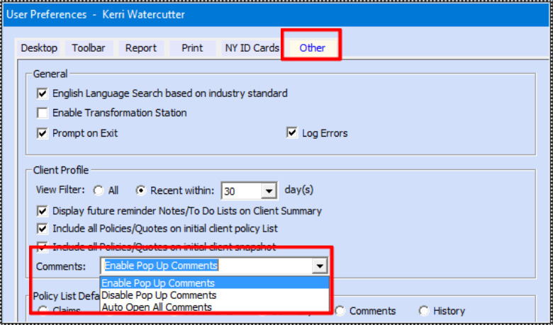 Activating and Viewing Pop Up Client Comments - Partner Platform